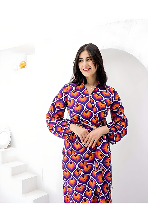 Bold Geometric Print Maxi Dress