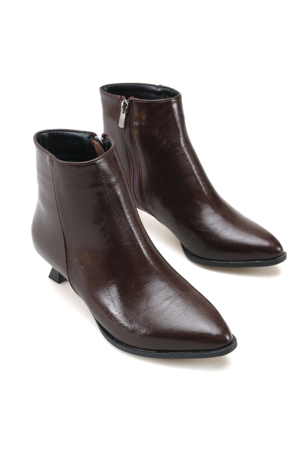Vega Serena Women's Heeled Boots 0012700 Brown Wrinkled Patent Leather