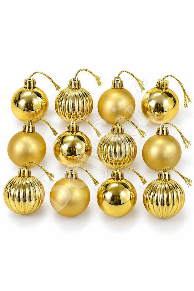 Christmas Tree Ornament Gold Cici Ball 12Pcs 3 cm