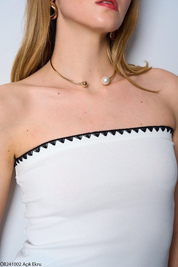 White Strapless Blouse - Öb241002