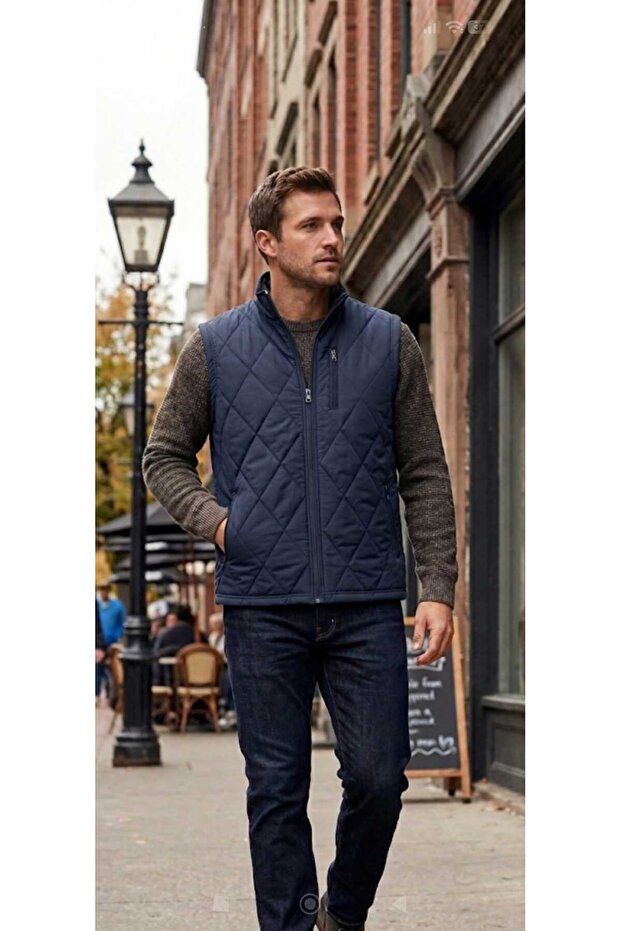 Navy blue large baklava fleece vest
