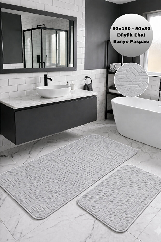 Zenvy Gray Soft Surface Non-Slip Base Smooth Surface Modern Bathroom Set