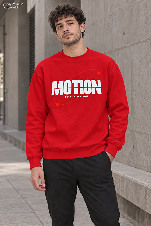 Men's Motion City in Motion Written Crew Neck Casual Regular Fit Sweatshirt