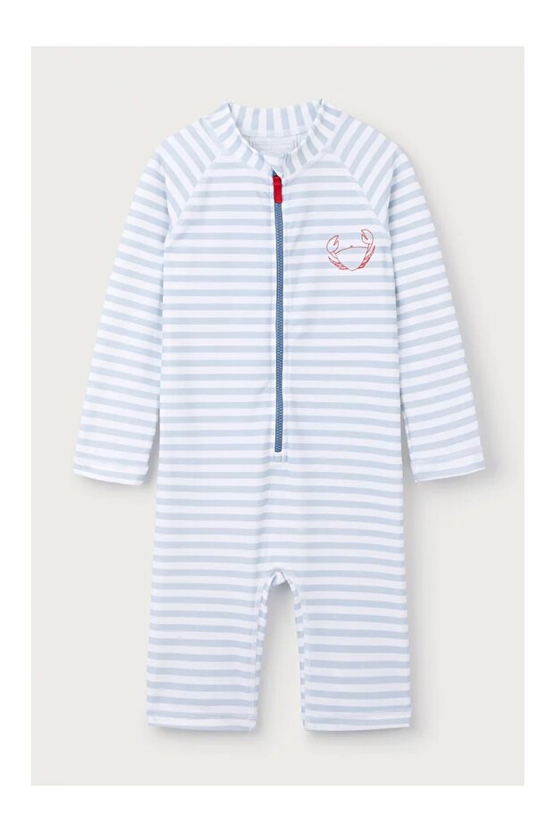 Crab Patterned Uv Protection Baby Boy Swimsuit Overalls