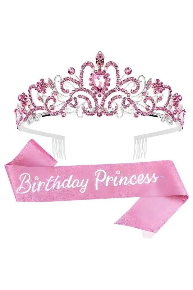 2Pc/Set Birthday Tiaras For Women, Princess Crown Tiara, Happy Birthday Crowns For Women