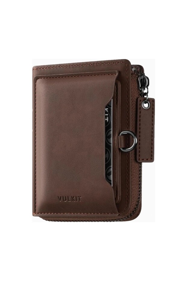 Rfid Protected Retro Double Zipper Leather Men's Wallet