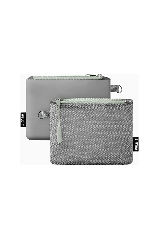 Double Zippered 2-Piece Mini Travel Bag Unisex Wallet