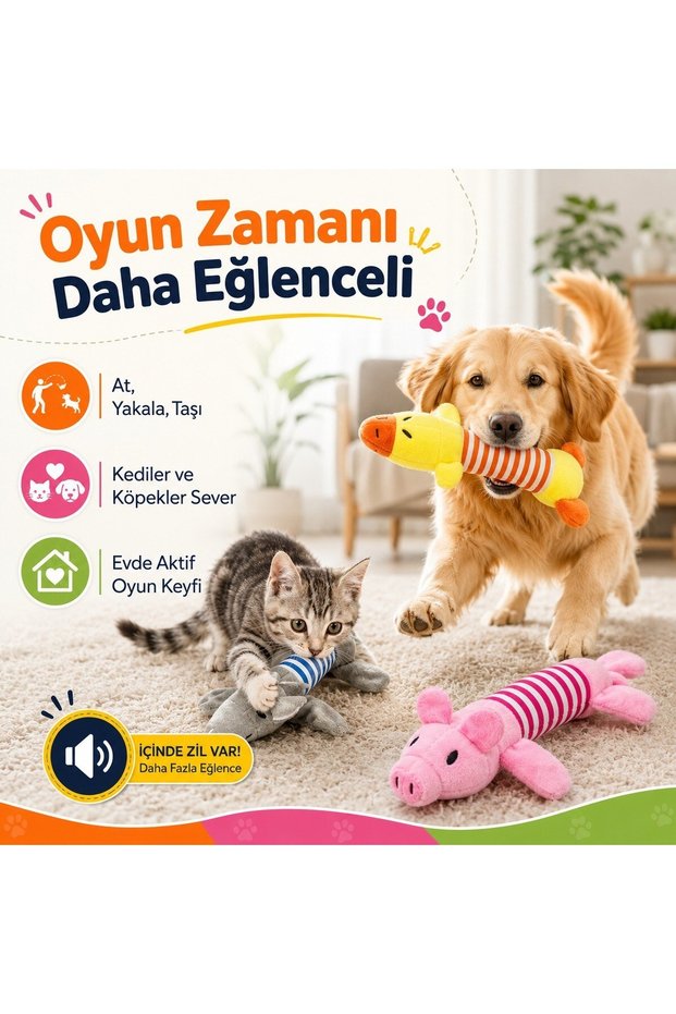 Plush Duck Cat and Dog Toy - Interactive Playmate with Sound When Bitten - Soft Textured Design