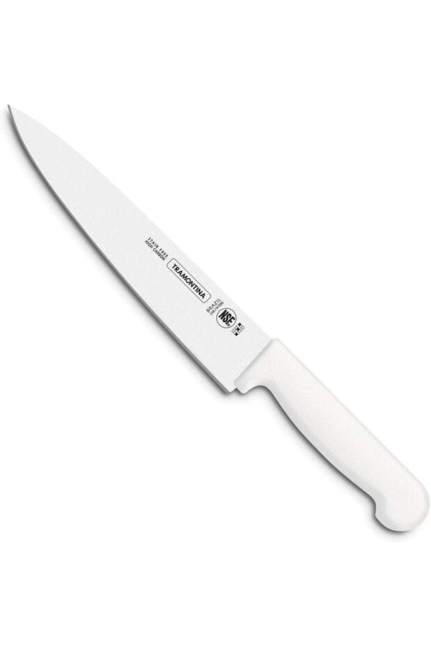 Professional 12-Piece Meat Knife Set with Stainless Steel Blade and White Polypropylene Handle 8"