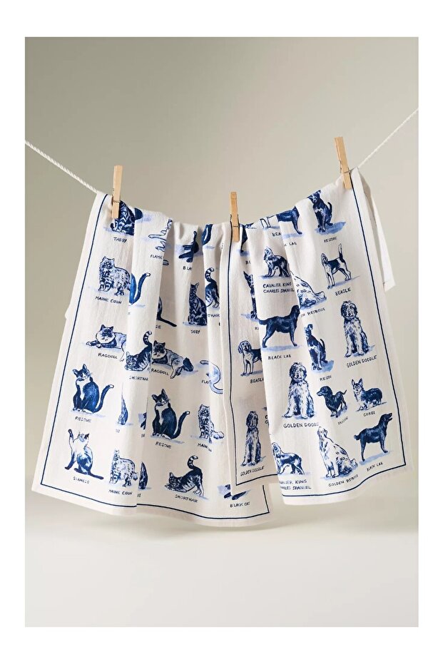 Molly Hatch Dog Patterned 100% Cotton Kitchen Towel