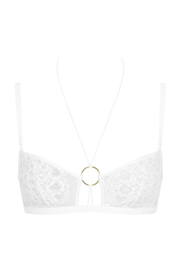 Illusion Fauve Wirefree Bralette Animal Pattern French Lace, Gold Detailing and Stylish Design