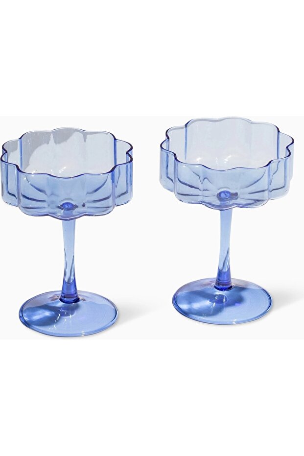 Wave Handmade Set of 2 Glass Goblets