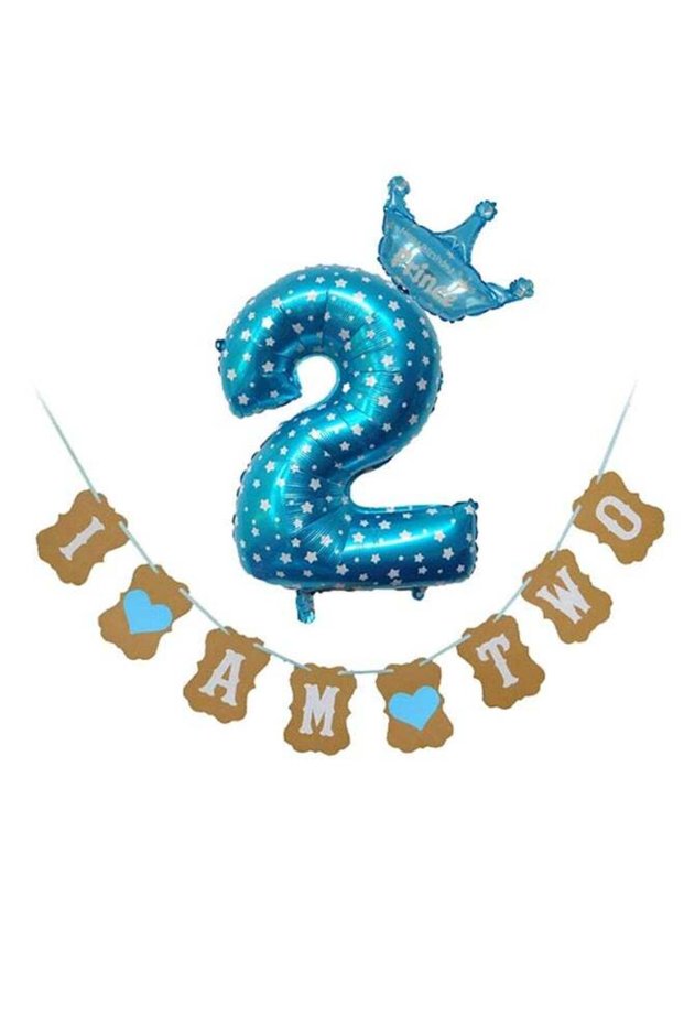 Second Birthday Party Decoration Balloon With Crown And Banner