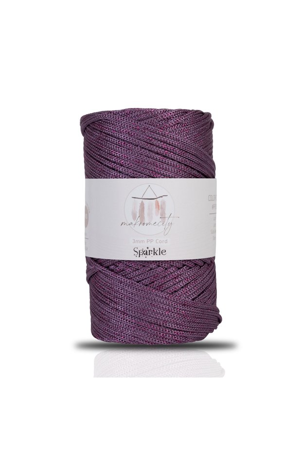 Premium Glittery 3mm - 250 Gr Polyester Macrame Rope Plum 230 m Polyester Macrame Rope Supla Rope and Bag Thread