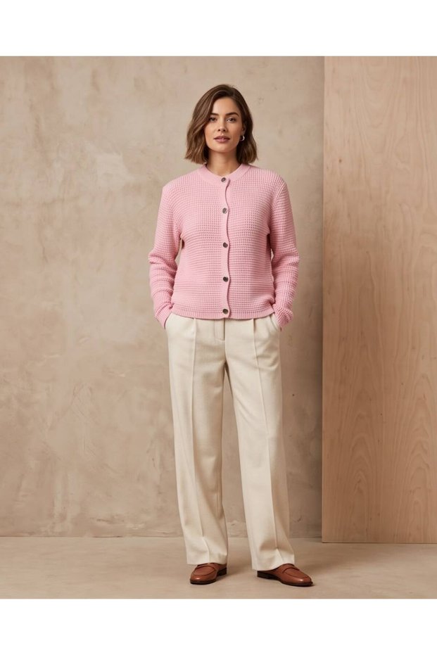 Button Detailed Thessaloniki Knit Soft Textured Knitwear Cardigan