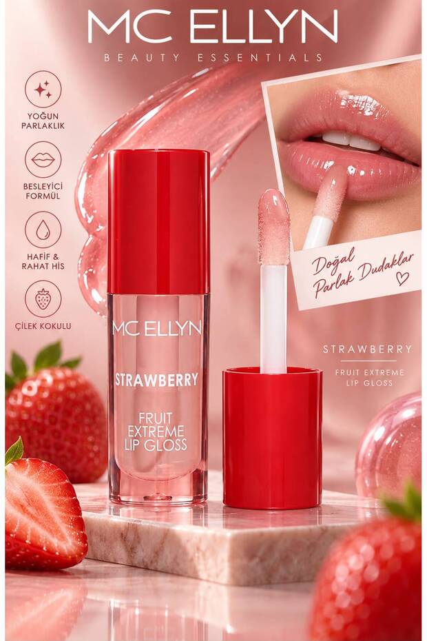Mc Ellyn Strawberry Lip Gloss Strawberry Scented Glossy and Transparent Lip Gloss