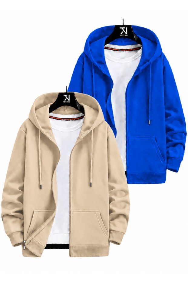 2-Piece Hooded Unisex Zippered Sweatshirt / Cardigan