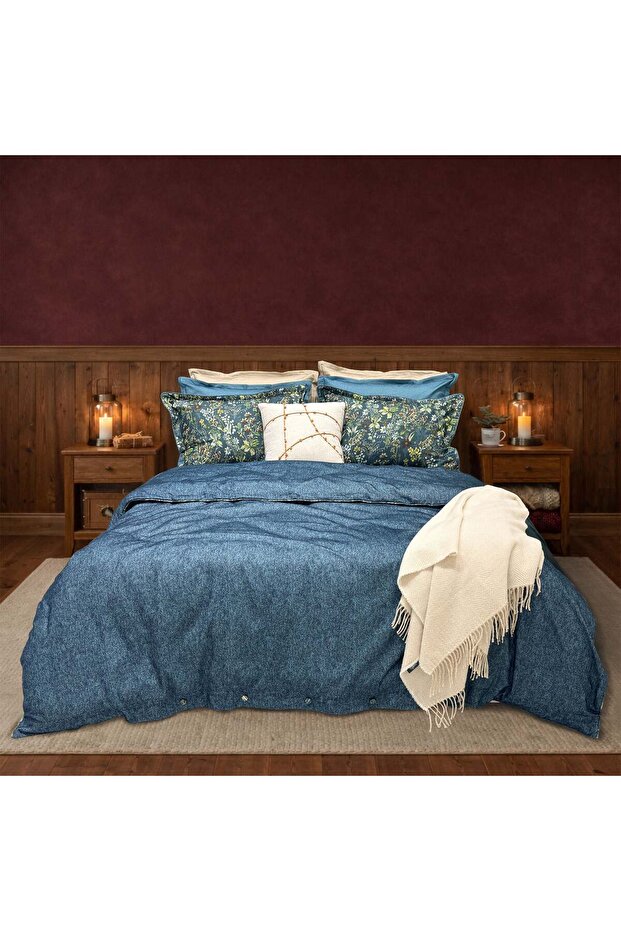 Ayra Petrol Double 100% Cotton Flannel Duvet Cover Set