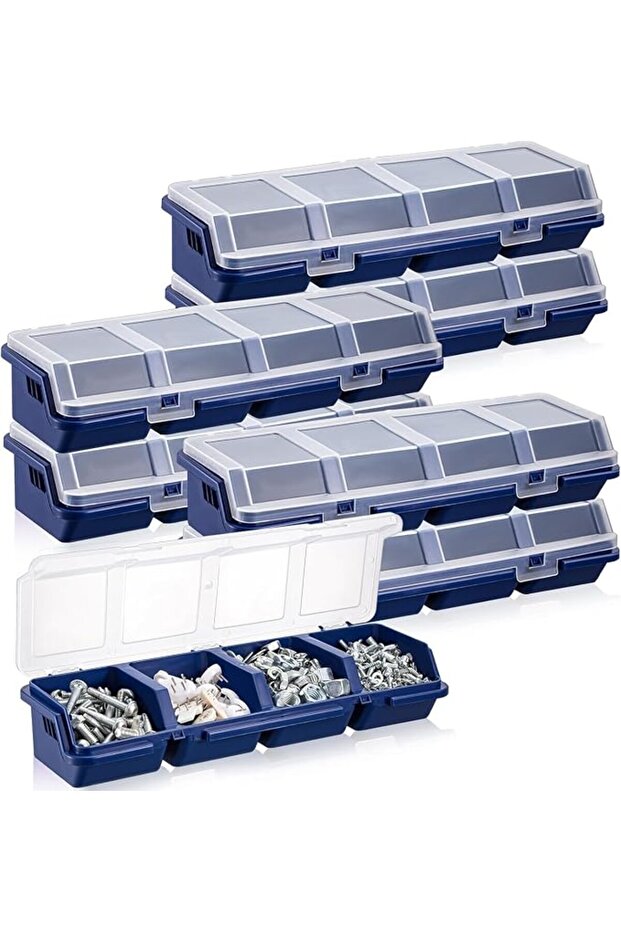 4 Pack Screw Organizer Box with Lids 4 Compartments Tool Bin Divider Small Parts Storage Org