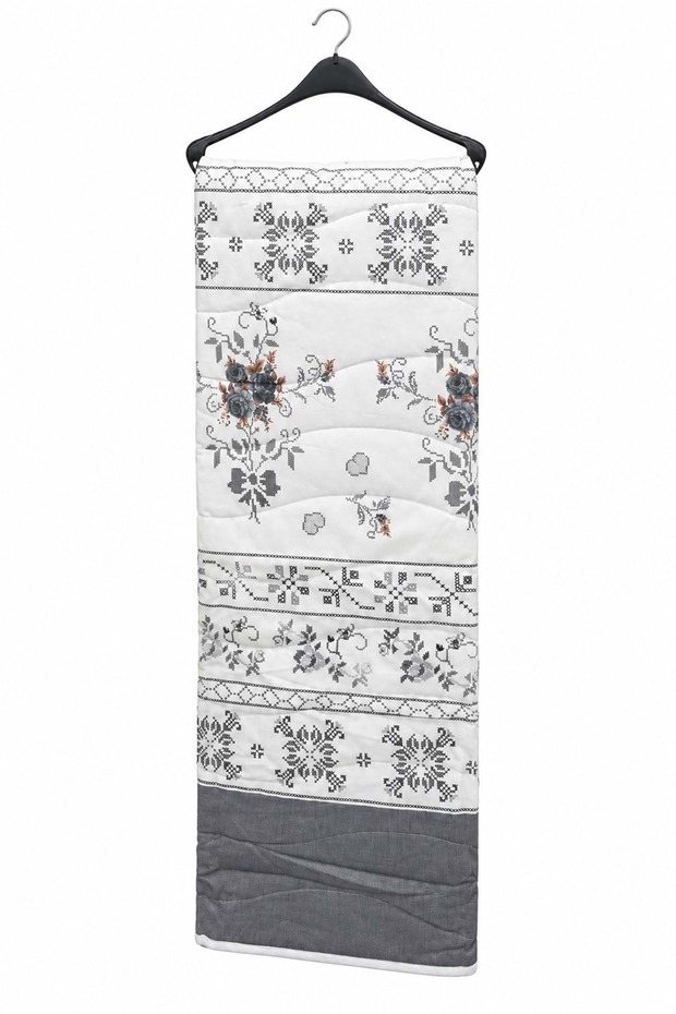 Cotton Multi-Purpose Single Pique Bedspread (155X220) - Gray Cross Stitch
