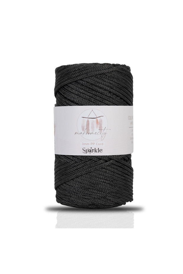Premium Glittery 3mm - 250 Gr Polyester Macrame Rope Anthracite 230 m Polyester Macrame Rope Supla Rope and Bag Thread