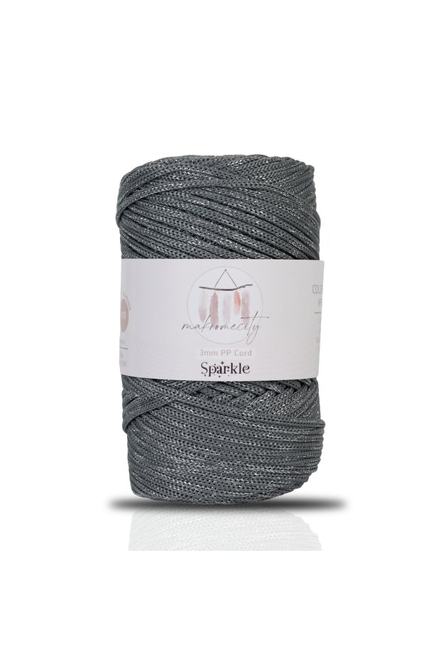 Premium Glittery 3mm - 250 Gr Polyester Macrame Rope Gray 230 m Polyester Macrame Rope Supla Rope and Bag Thread
