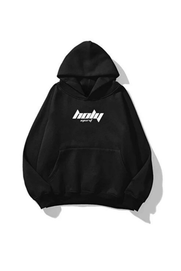 Unisex 3 Thread Cotton Black Xholyx Print Loose Fit Sweatshirt Hoodie