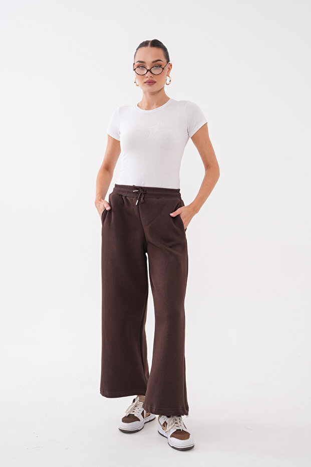 Belted, Cashmere-Embellished, Three-Yarn Pants with Stoppered Cuffs