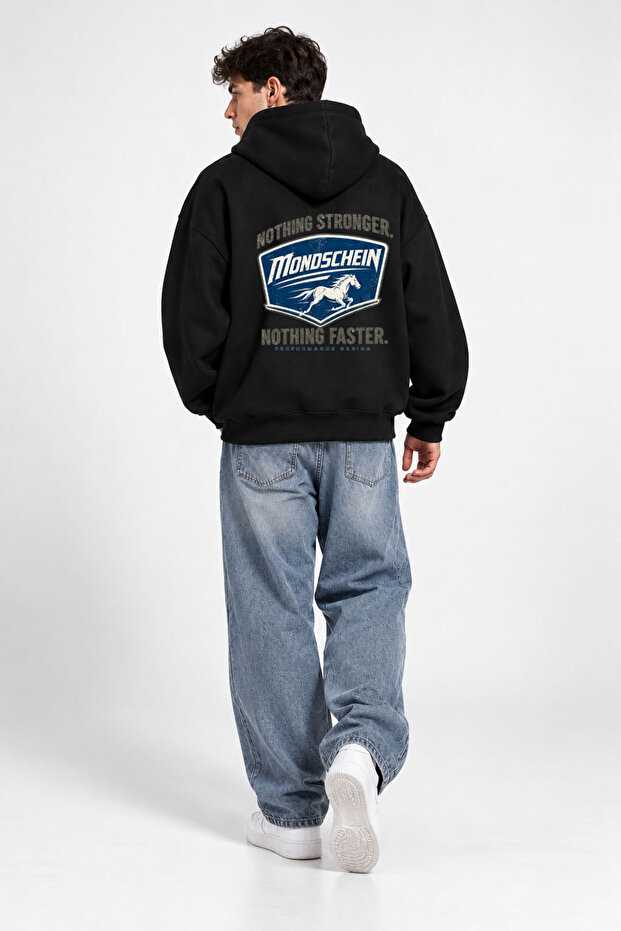 Unisex Women's and Men's Nothing Stronger Design Text Printed Oversize 3 Thread Hooded Sweatshirt