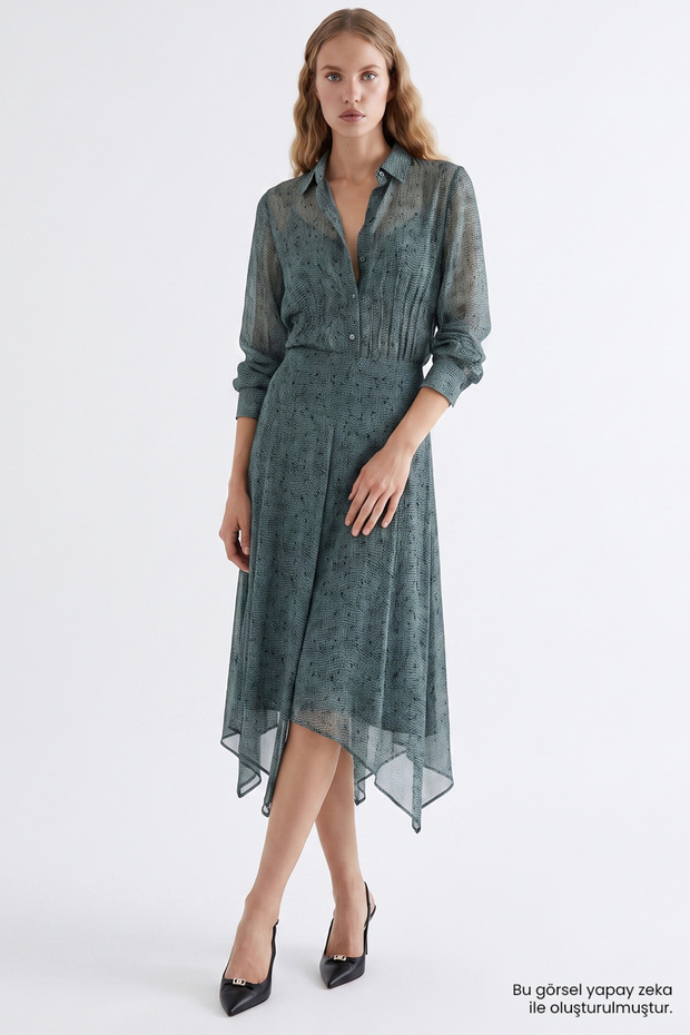 Asymmetrical Regular Midi Skirt with Hidden Zipper