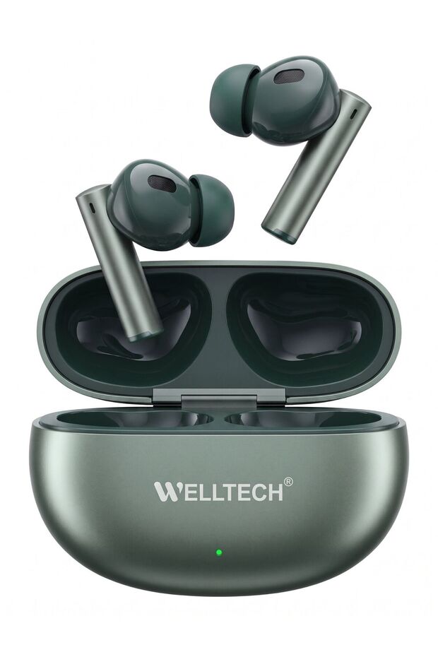 WELLTECH SKY601 True Wireless Earbuds, Bluetooth Earphones with Wireless Charging Case, Portable Lightweight Headphones for Music, Calls, Workouts and Everyday Use