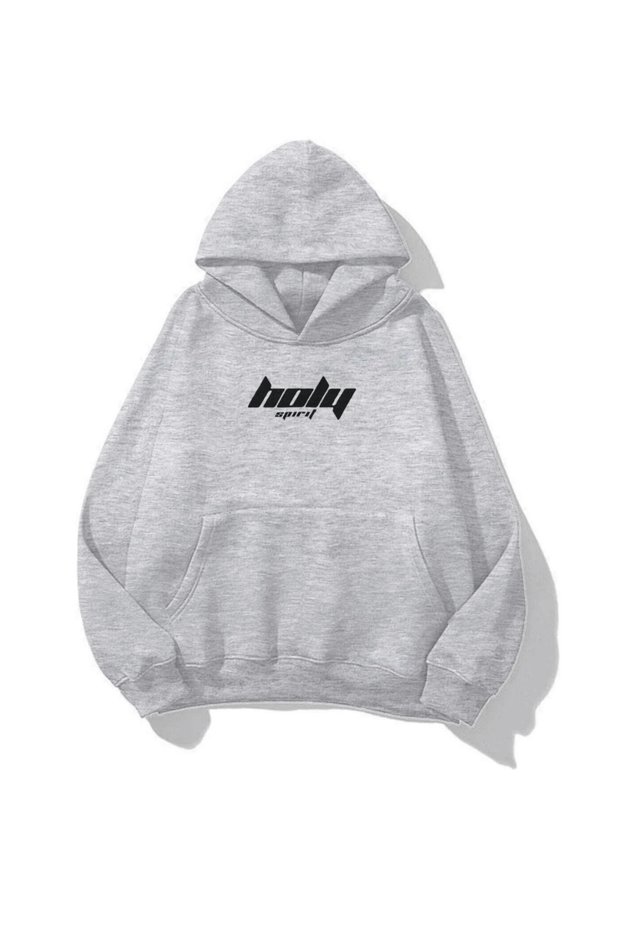 Unisex 3 Thread Cotton Gray Xholyx Print Loose Fit Sweatshirt Hoodie