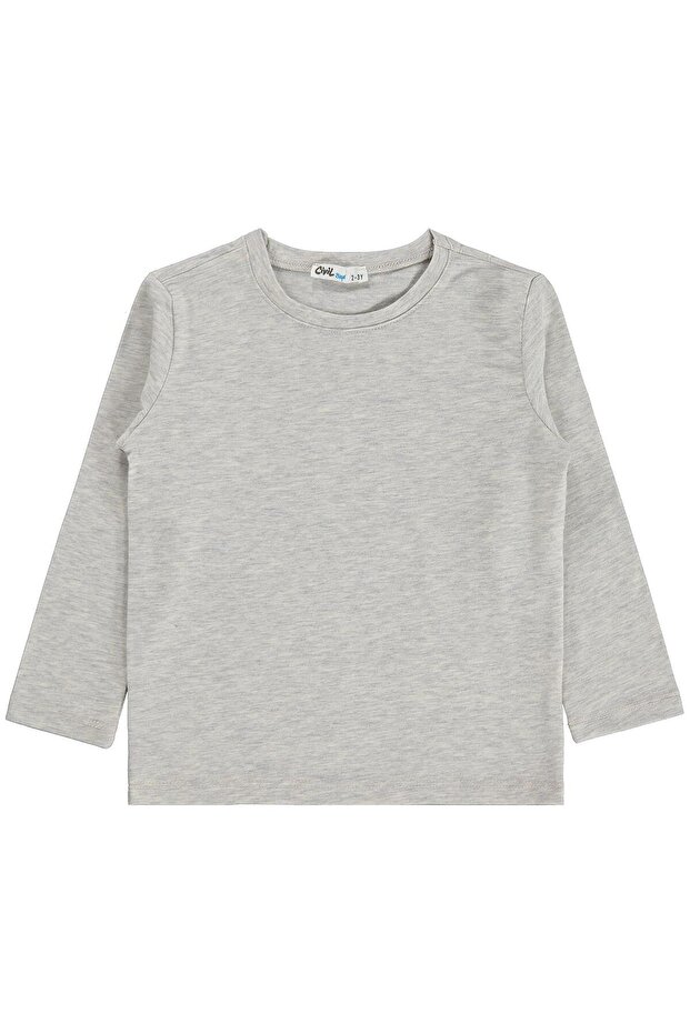 Civil Boy's Basic Sweatshirt | Lycra Single Jersey Long Sleeve | School Nursery and Daily Use - Gray