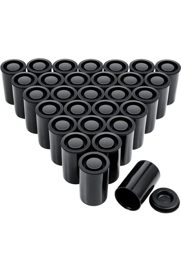 Plastic Film Canister Holders, Empty 35mm Camera Reel Containers with Lids, Storage Cases for Small