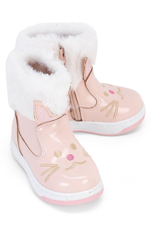 Boots Cat Embroidered Patent Leather 21- Boots and Boots - Pink