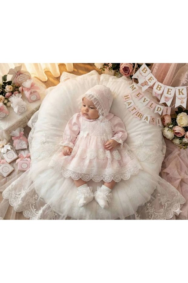 Baby Girl Lace Dress Newborn Luxury Dress Set - Hospital Discharge and Religious Ceremony Set