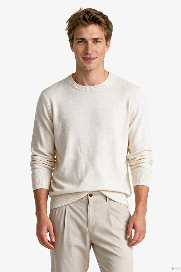 Men's Cream Regular Fit Knitwear