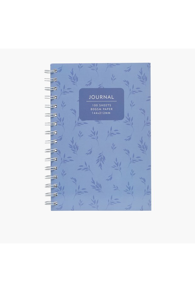 Leaf Print Notebook with Spiral Binding