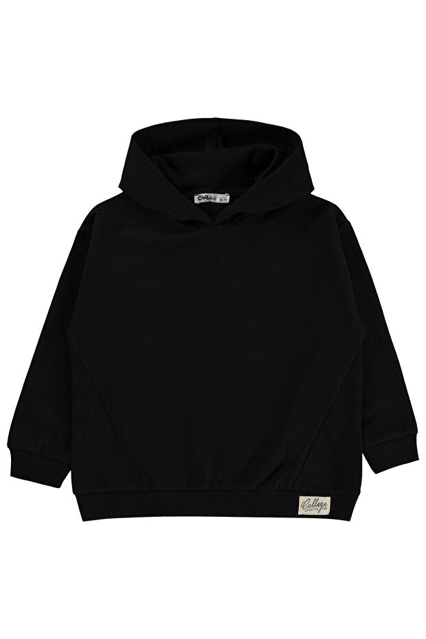 Civil Boy's Basic Hooded Sweatshirt | Brush with 2 Strings and Long Handle | School Nursery and Daily Use - Black