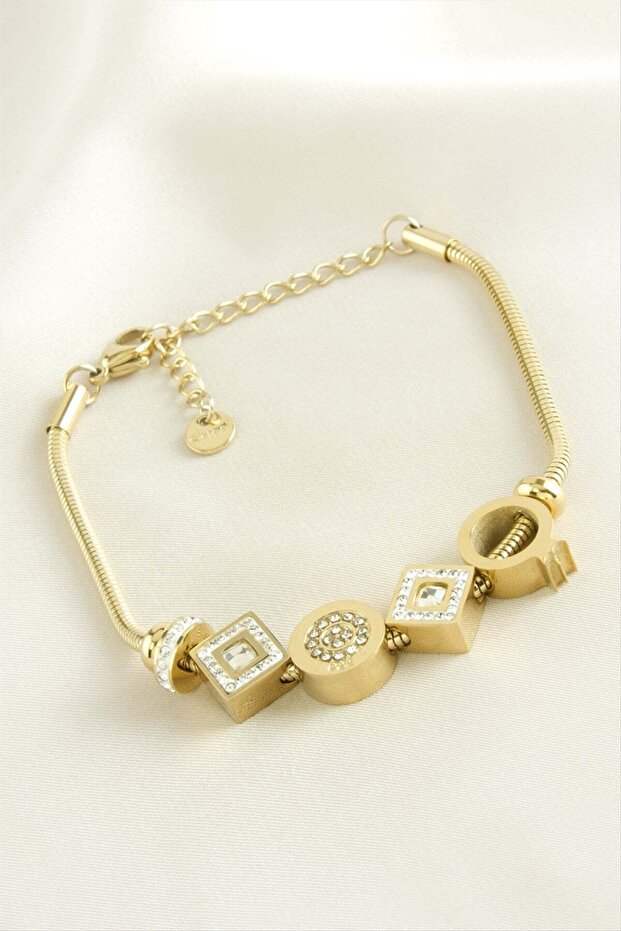 Square Zircon Stone Luxury Steel Bracelet