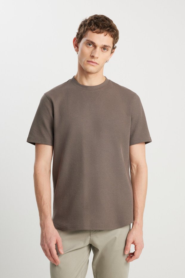 Crew Neck Khaki Men's T-Shirt W 2510718801 Khaki T-Shirt