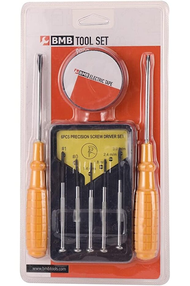 Tools Set with Elctric Tape 9 Pieces | Small Screwdriver Set with 9 Different Size Flathead and