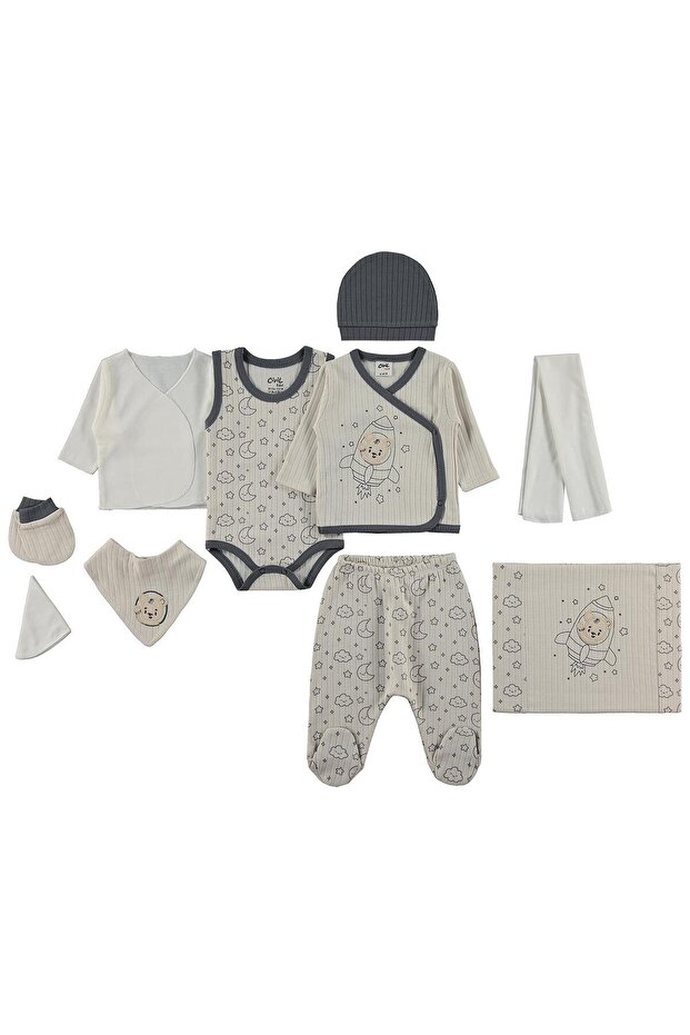 Rocket Bear Printed Bodysuit Sets - Ecru