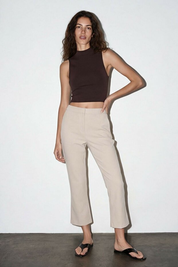 Women's Beige Spanish Flare Pants