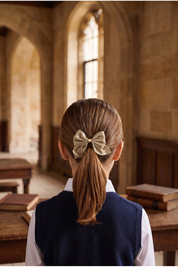 Girl's Tulle Bowknot Twist Elastic Buckle Brown/Dark Brown