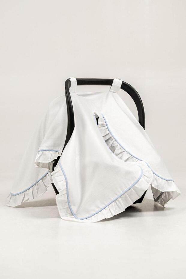 100% Cotton Satin Ruffled Stroller Cover and Sunshade