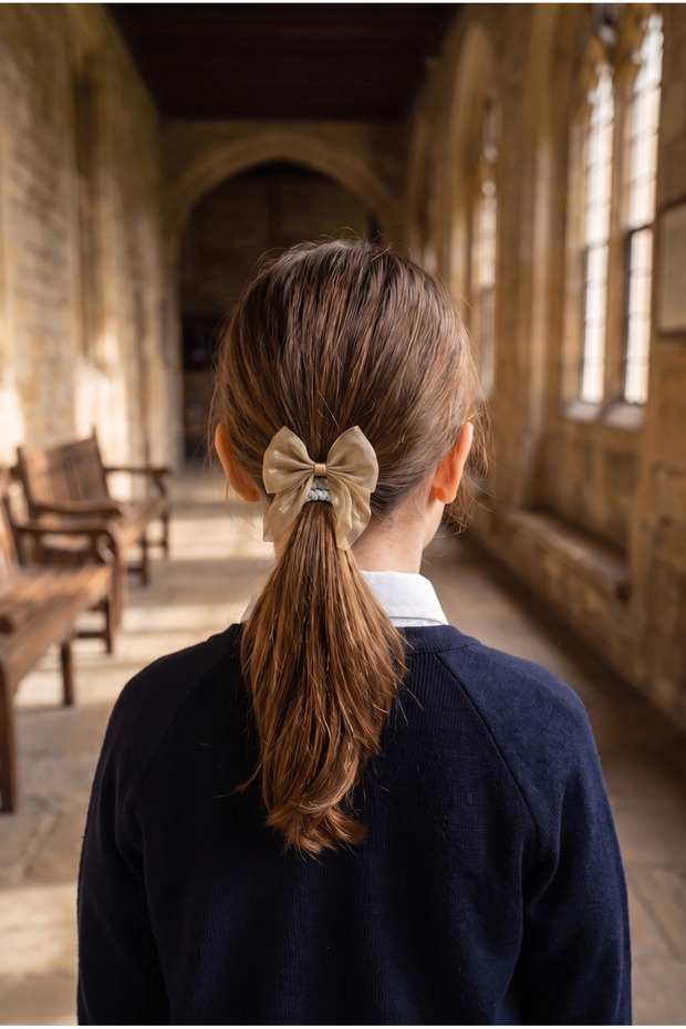 Girl's Tulle Bowknot Twist Elastic Buckle Anthracite-Brown