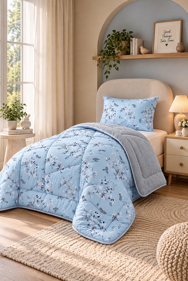 Double-Sided Single Duvet Set Blue