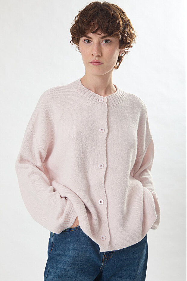 Buttoned Knitwear Cardigan Powder