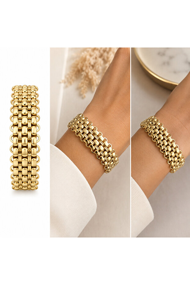 HASIR ÖRME XUPİNG BİLEKLİK (GOLD)